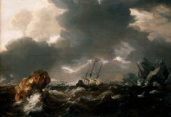 A Dutch Merchant Ship Running Between Rocks in Rough Weather by Willem van de Velde the Younger