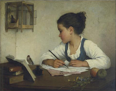 A Girl writing by Henriette Browne