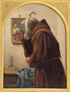 A monk examines himself in a mirror by Carl Bloch