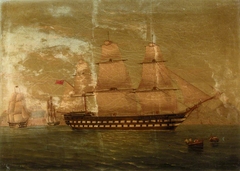 A two-decker at Naples by Antonio de Simone the Elder