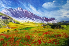 Alpine Landscape with Poppies by Elena Roush