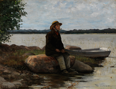 An Angler by Adolf von Becker