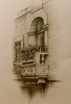 An Old Stone balcony at Mdina. Malta by Benny Brimmer