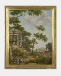 Arcadisch landschap met een tempel by Jurriaen Andriessen