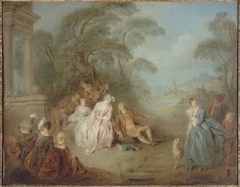 Assemblée dans un parc by Jean-Baptiste Pater