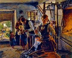 At the Farrier by Ferdinand Georg Waldmüller