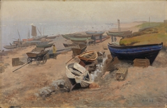 Boats on the Beach at Hirtshals by Nils Hansteen