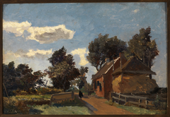 Boerderij met kapberg aan een weg. by Paul Joseph Constantin Gabriël