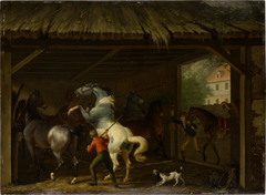 Bolting Horse in the Stable by Johann Georg Pforr