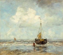 Bomschuit op het strand by Jacob Maris