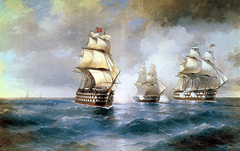 Brig "Mercury" Attacked by Two Turkish Ships by Ivan Aivazovsky