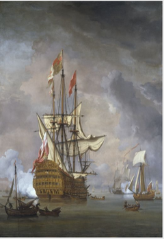 Calm: the English Ship 'Britannia' at Anchor by Willem van de Velde the Younger