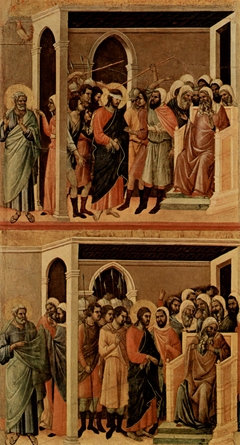 Christ Mocked (top); Christ Before Caiaphas (bottom) by Duccio di Buoninsegna