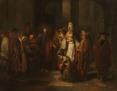 Christus and the woman in adultery by Gerbrand van den Eeckhout