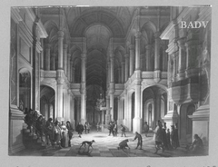 Church interior by candlelight, with figures by Anthonie de Lorme