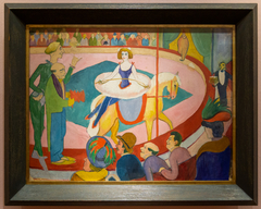 Cirkusbild I: Kunstreiterin mit Clowns by August Macke