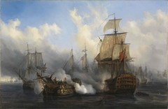 Combat glorieux du vaisseau le Bucentaure contre trois vaisseaux anglais by Auguste Étienne François Mayer