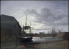 Copenhagen Harbour by Moonlight by Johan Christian Dahl