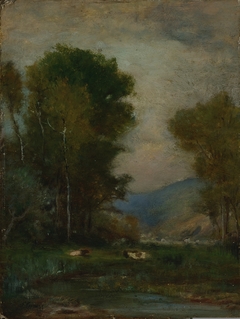 Cows by a stream by George Inness