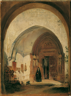 Das Portal der Stiftskirche Nonnberg in Salzburg by Rudolf von Alt