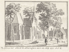 De kerk in het dorp Krimpen aan de Lek by Hendrik Spilman