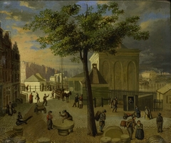 De Slijpsteenmarkt met het gebouw 'Het Zeerecht' te Amsterdam by Unknown Artist