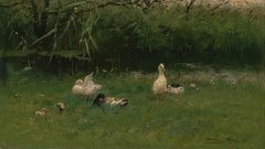 Ducks in the Grass near a Ditch by Willem Maris