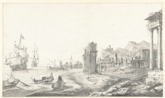 Fantasiegezicht op een zuidelijke haven by Jan Abrahamsz. Beerstraten