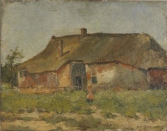 Farm building in Het Gooi with child by Piet Mondrian