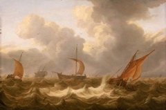 Fishing Boats in a Choppy Sea by Cornelis Stooter