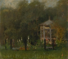 Gazebo in the Park in Strážky. Forest Scenery by László Mednyánszky