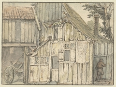 Gevel van een boerderij by Isaac van Ostade