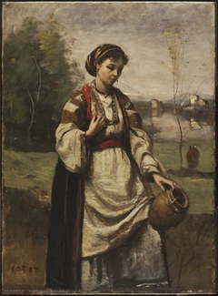 Gypsy Girl at a Fountain by Jean-Baptiste-Camille Corot