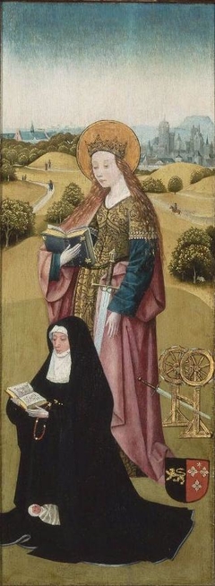 Heilwich van der Rullen and Her Daughters with Saint Mary Magdalen (outer face); Hendrixke van Langhel and Her Deceased Child with Saint Catherine (inner face) by Hieronymus Bosch