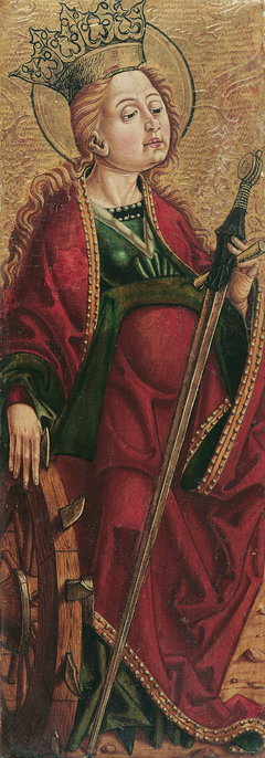 Hl. Katherina (Innenseite) und Hl. Stephanus? (Außenseite) by Friedrich Pacher