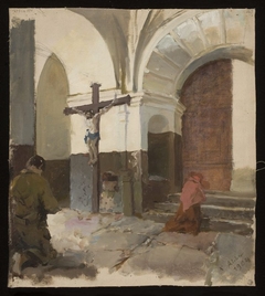 In the church porch by Kazimierz Alchimowicz