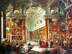 Interior of a Picture Gallery with the Collection of Cardinal Silvio Valenti Gonzaga by Giovanni Paolo Panini