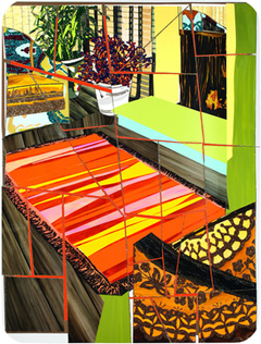 Interior: Two Chairs and Fireplace by Mickalene Thomas