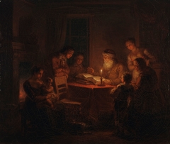 Jewish Rabbi Reading the Bible to His Family by Aleksander Lauréus