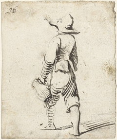 Jongen met flaphoed en een kan, van achteren by Harmen ter Borch