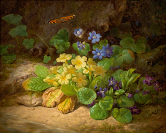 Kleines Blumenstück (Alpenblumen) by Josef Lauer