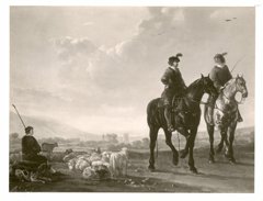 landscape with 2 riders + shepherd by Aelbert Cuyp