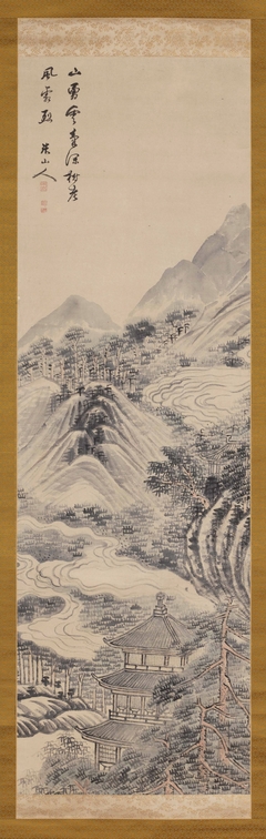 Landscape with a Pavilion by Okada Beisanjin