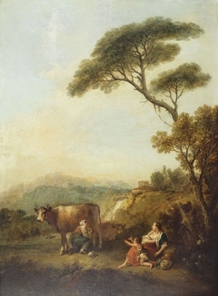 Landscape with a Woman Milking a Cow and a Child Begging for Milk by Francesco Zuccarelli