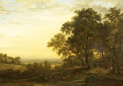 Landscape with Figures on a Road under Trees and a Distant View by Patrick Nasmyth