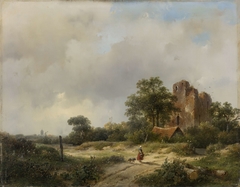 Landscape with the Ruins of Brederode Castle in Santpoort by Andreas Schelfhout