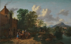 Landskap ved en elv by Johannes Gottlieb Glauber