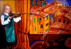 A Little Violinist and Italian Roofs. by Elena Roush