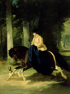 Mademoiselle de Mossellmann Riding in the Bois de Boulogne, Paris by Alfred de Dreux