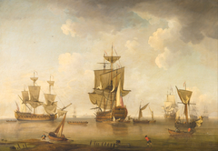 Men of War in Harbour by Charles Brooking